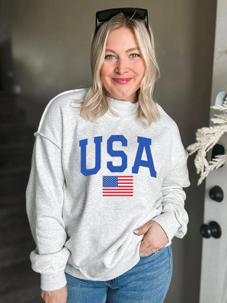 USA/America Reversible Mock Neck Sweatshirt