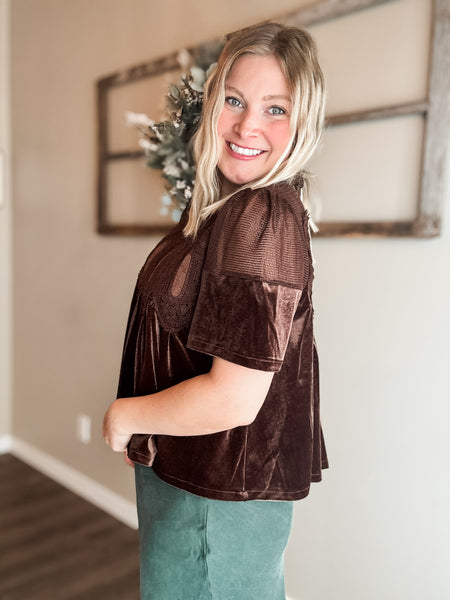 Cambri Velvet Babydoll Top