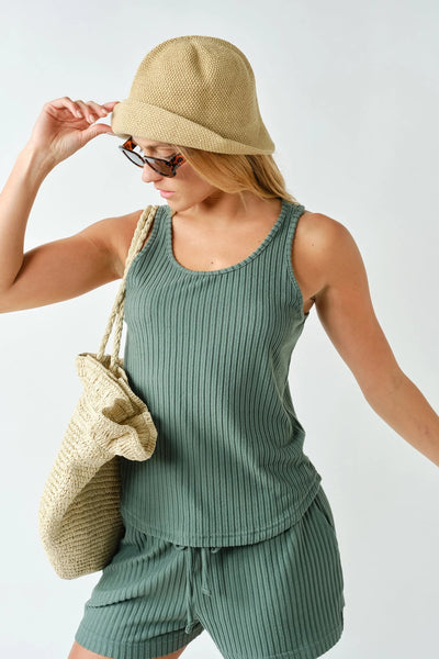 Berklie Ribbed Set - Green - SIZE SMALL