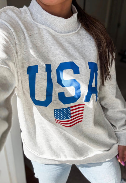 USA/America Reversible Mock Neck Sweatshirt