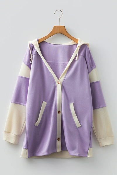 PREORDER Kaelyn Contrast Button Up Hoodie