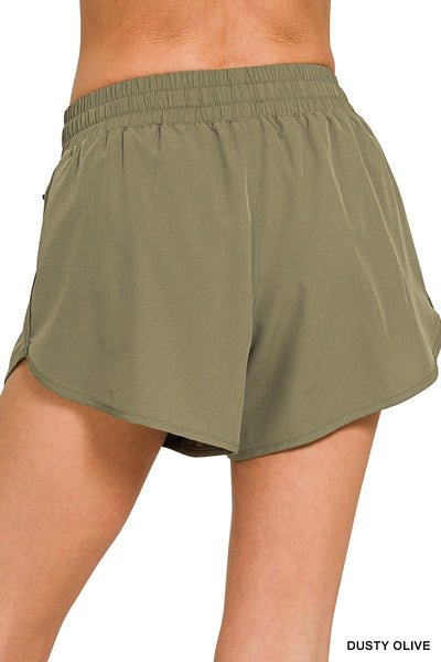 Saydee Lined Woven Shorts - Dusty Olive