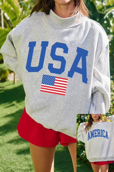 USA/America Reversible Mock Neck Sweatshirt