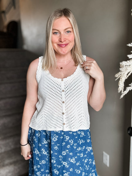 Torrie Crochet Button Tank