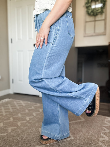 Calypso Paper Bag Wide Leg Jeans