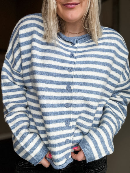 Ocean Mist Stripe Cardigan