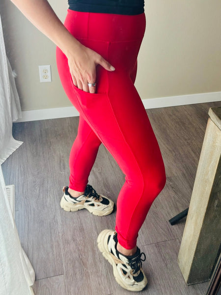 Kalia Perfect Comfort Leggings - True Red - SIZE SMALL