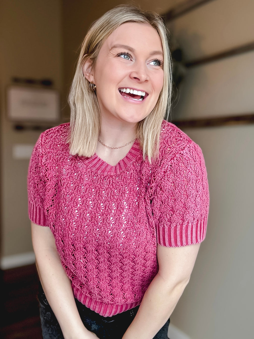 Rosy Days Knit Sweater Top