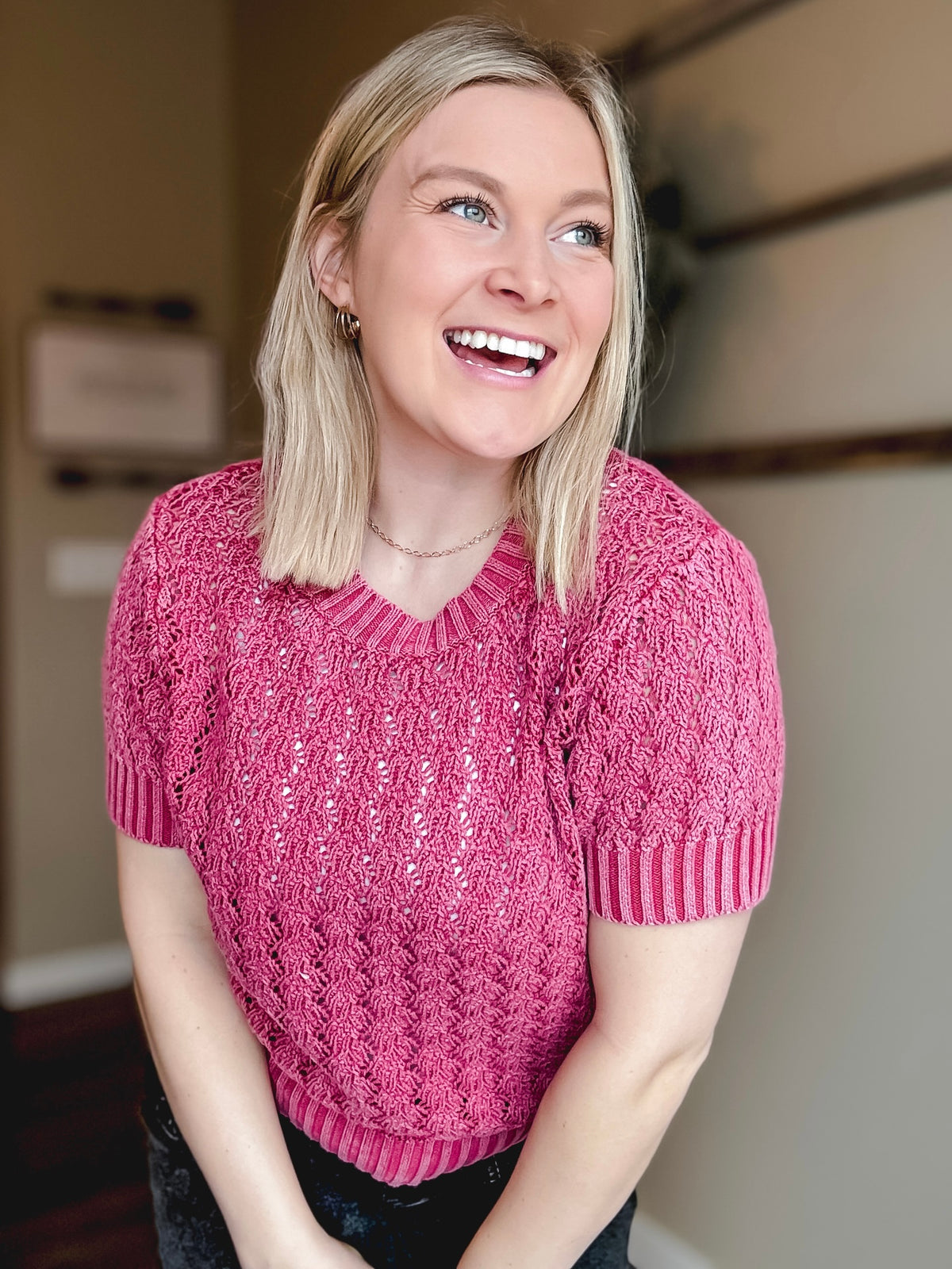 Rosy Days Knit Sweater Top