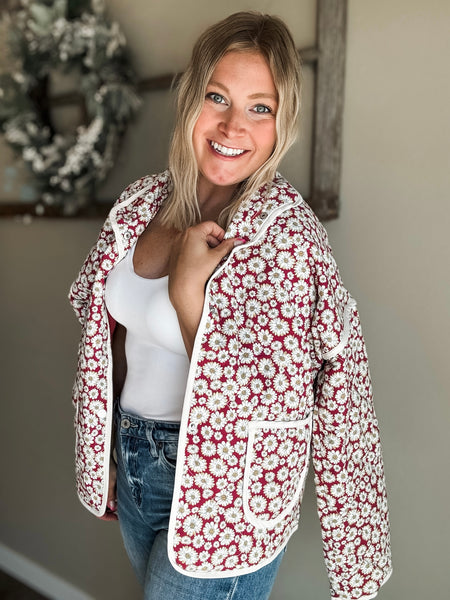 Fiora Floral Quilted Jacket - SIZE MEDIUM