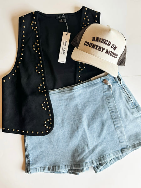 Abilene Wrap Front Denim Skort
