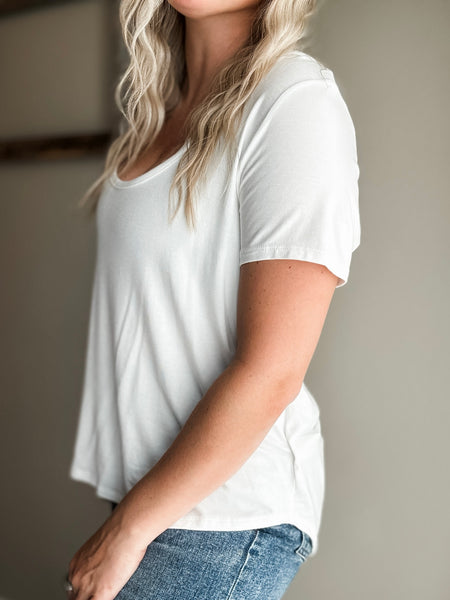 Becky Basic Bralette Tee - White - SIZE SMALL