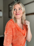 Elliot Vintage Washed V Neck - Orange