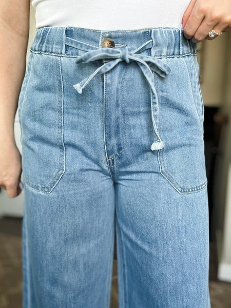 Calypso Paper Bag Wide Leg Jeans