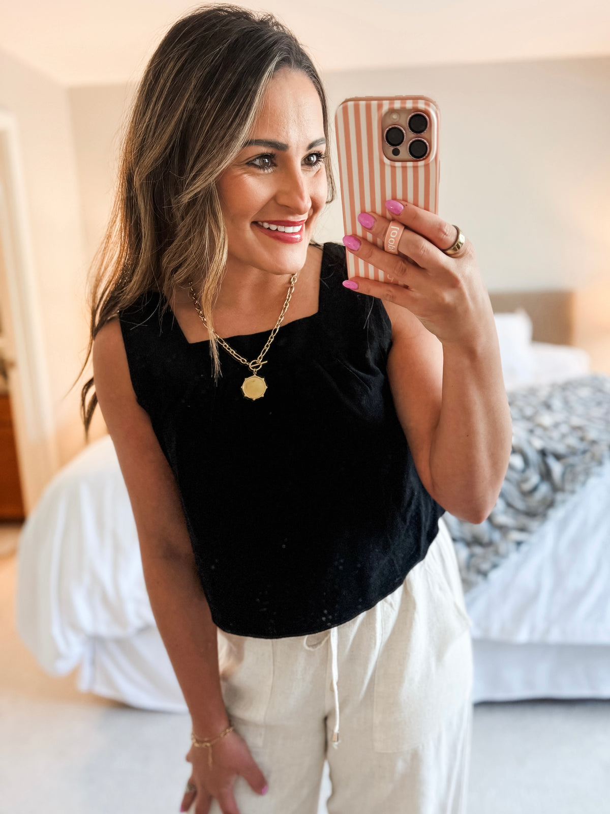 Newport Linen Square Neck Tank
