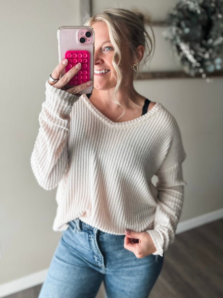Baylor Waffle Knit Top - SIZE LARGE