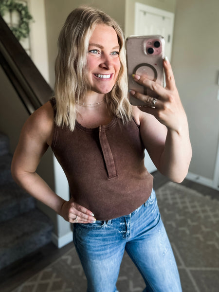 PREORDER Paisleigh Ribbed Henley Tank