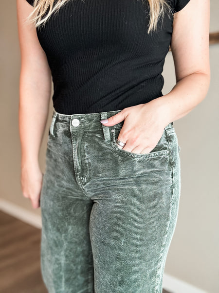 Miller Wide Leg Corduroy Pants - Forest