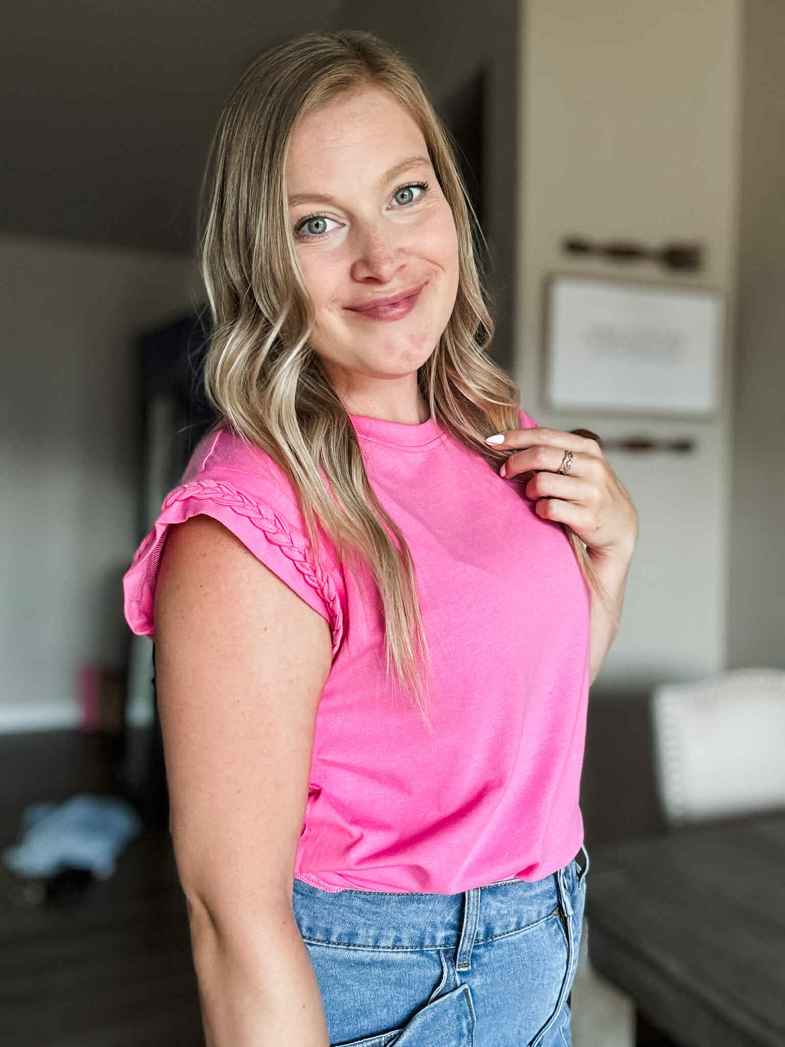 Tinsley Braided Sleeve Tee - SIZE MEDIUM