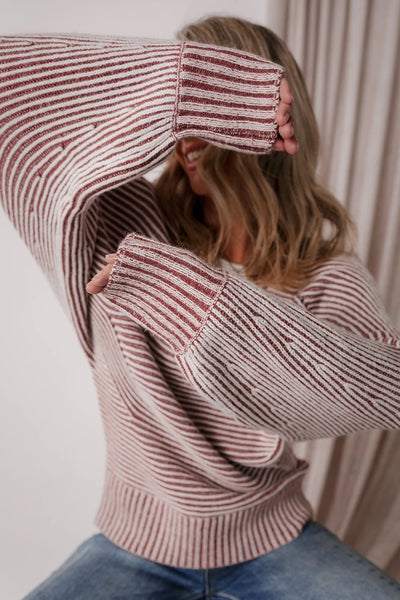 Cozy Chalet Striped Sweater - SIZE MEDIUM