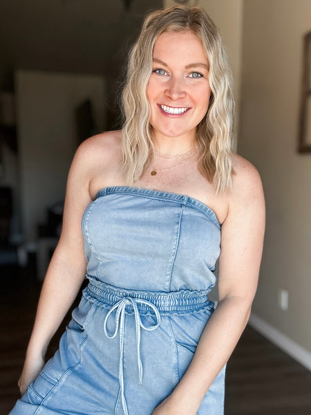 Odessa Washed Strapless Jumpsuit