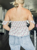 Sicily Floral Peplum Tank - SIZE MEDIUM