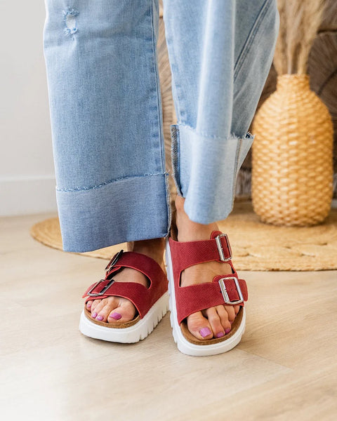 Jazmin Chunky Slip On Sandal - Red