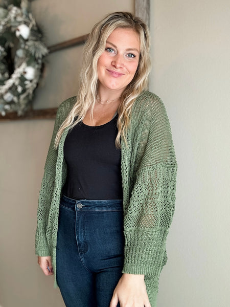 Kairi Netted Cardigan - Moss