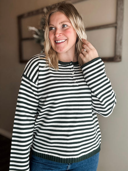 PREORDER Lyra Stripe Henley Sweater