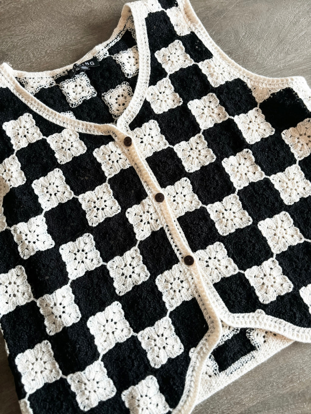 Ethel Crochet Checkered Vest
