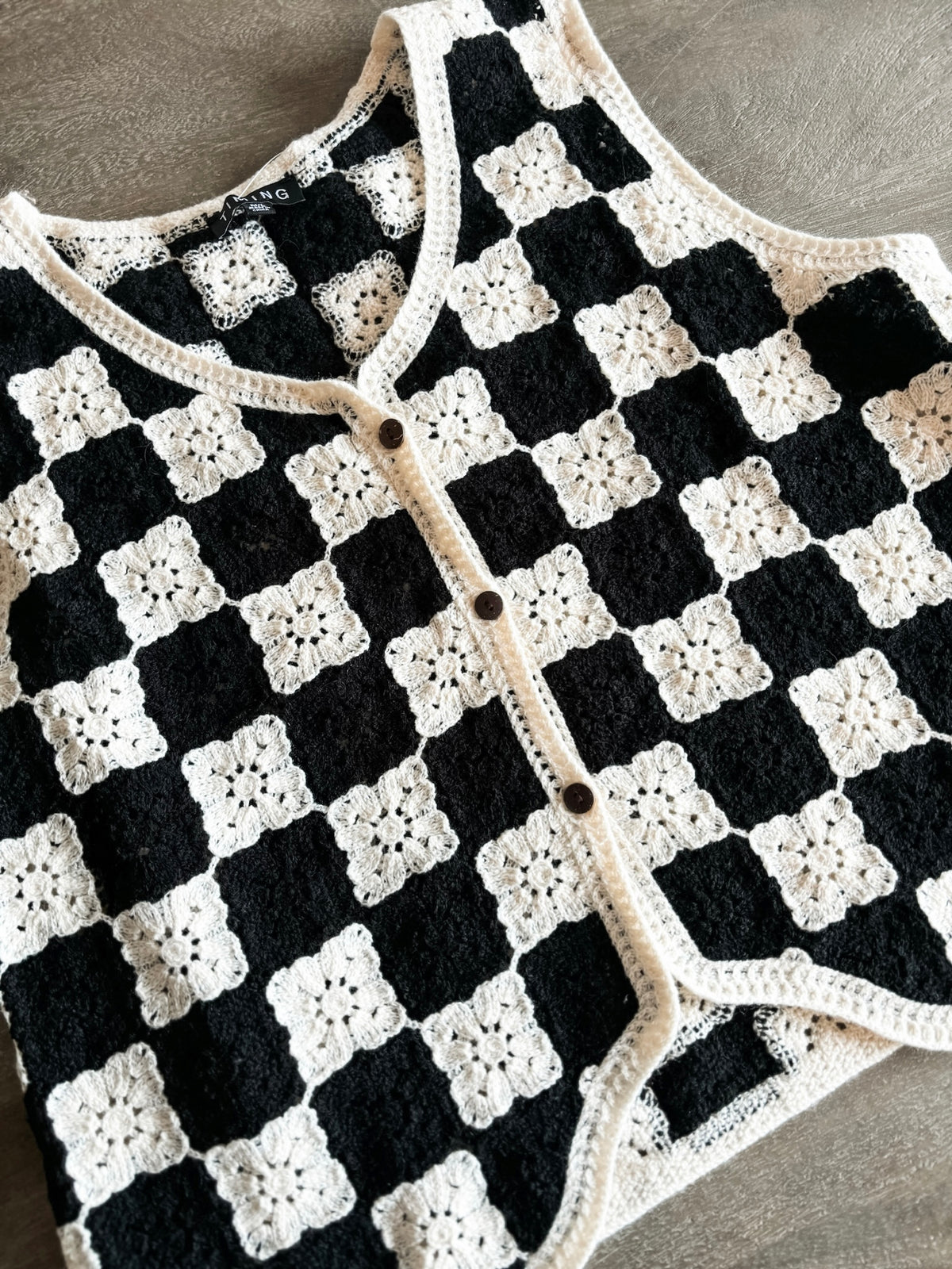 Ethel Crochet Checkered Vest