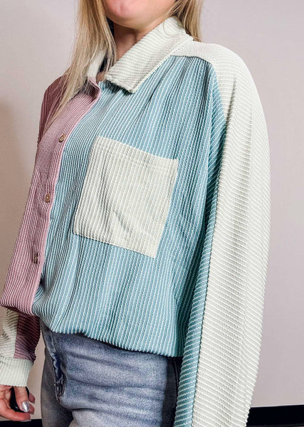 Taffy Colorblock Ribbed Top - SIZE SMALL