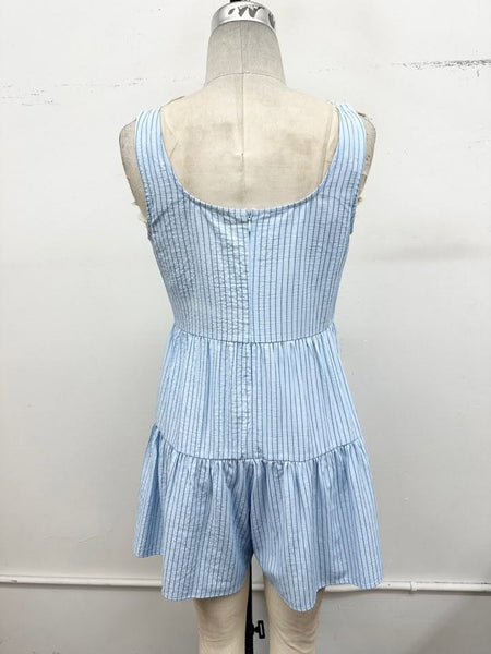 Delphine Pinstripe Tiered Romper