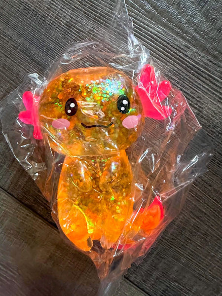 Axolotl Glitter Squishy - Orange
