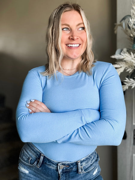 Mella Micro-Ribbed Long Sleeve - Denim