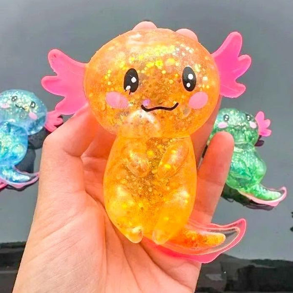 Axolotl Glitter Squishy - Orange