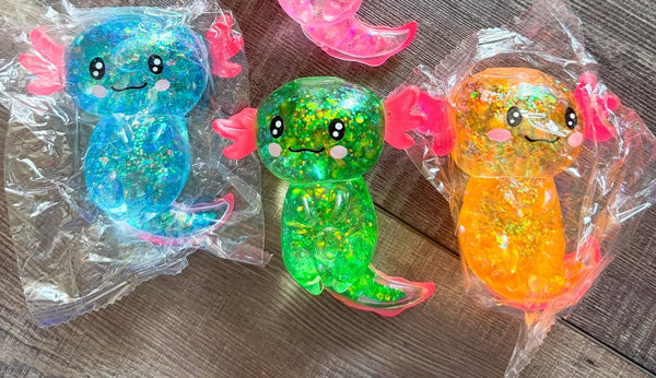 Axolotl Glitter Squishy - Blue