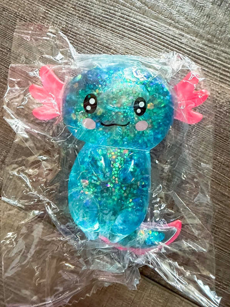 Axolotl Glitter Squishy - Blue