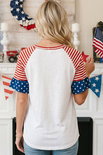 Patchwork Star Flag Sleeve Tee
