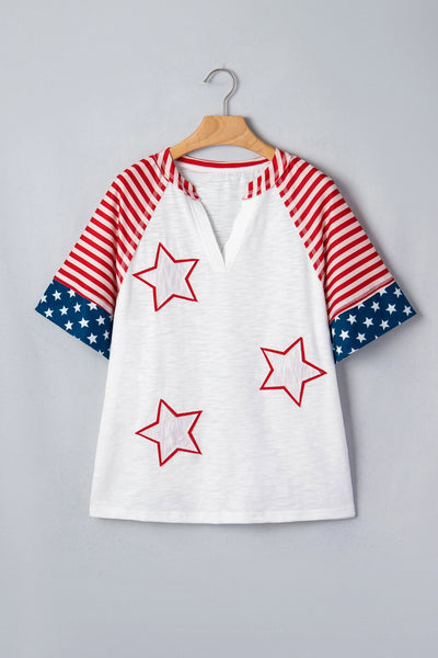 Patchwork Star Flag Sleeve Tee