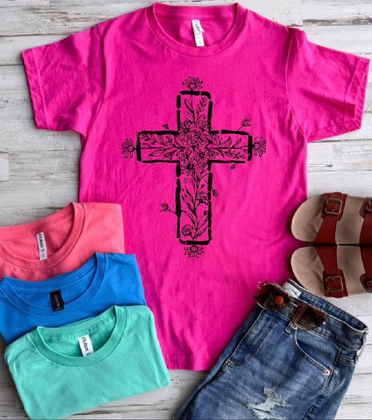 Floral Cross Graphic Tee