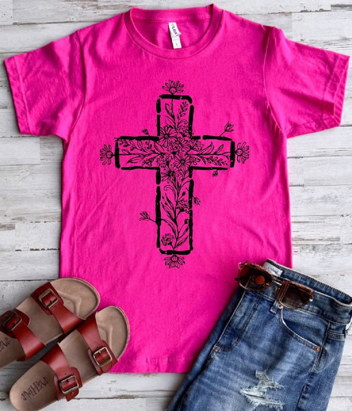 Floral Cross Graphic Tee