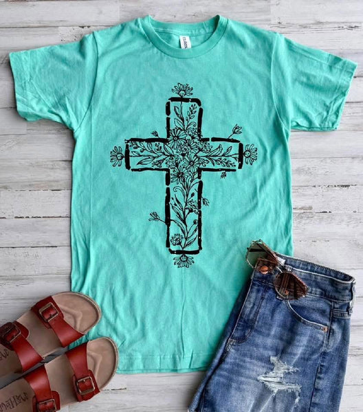Floral Cross Graphic Tee