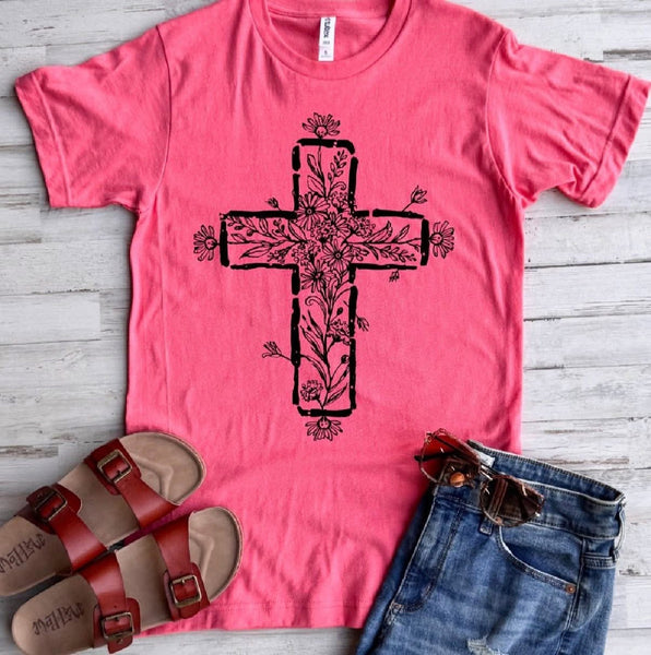 Floral Cross Graphic Tee