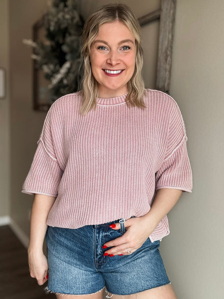 Love Note Waffle Knit Top - SIZE MEDIUM