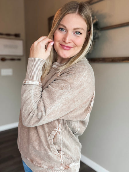 Torrance Mineral Wash Pullover - Brown
