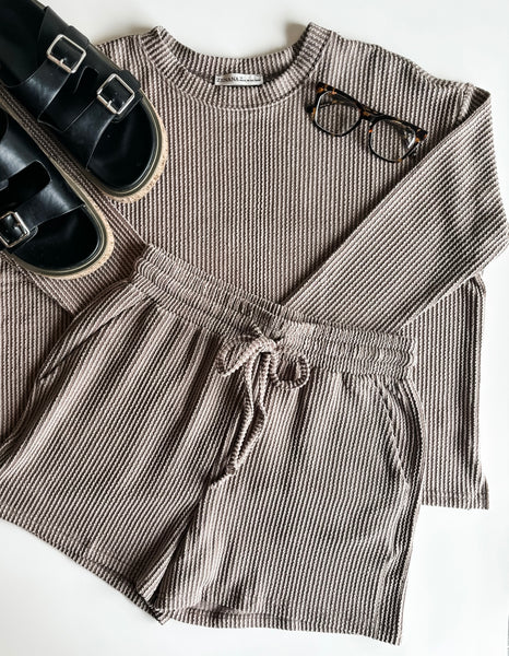 Stevie Ribbed Lounge Set - Mocha