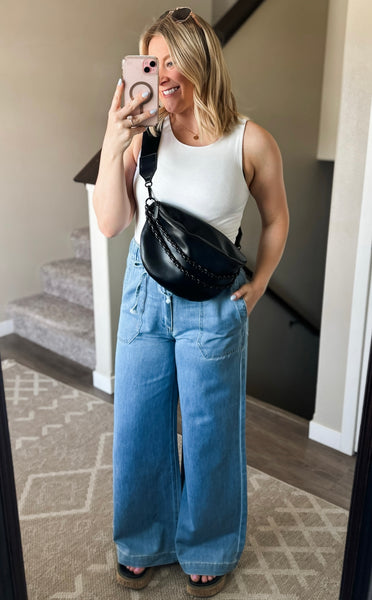 Calypso Paper Bag Wide Leg Jeans