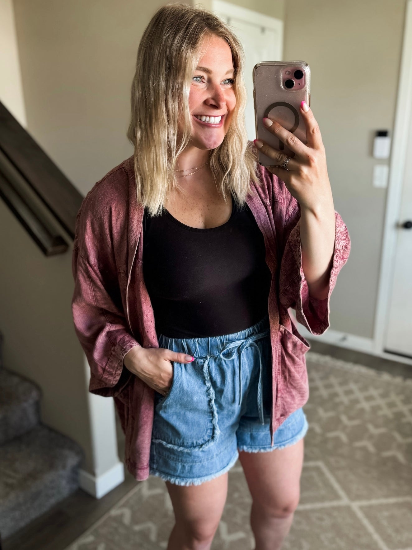 Whiskey Rose Textured Kimono