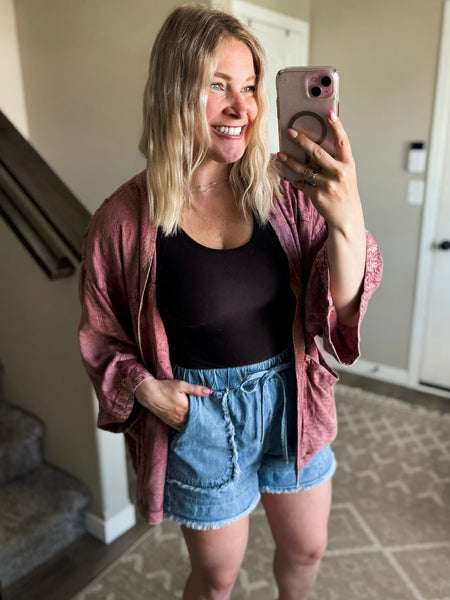 Whiskey Rose Textured Kimono